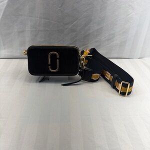 Marc Jacobs Black Crossbody Bag with Gold Accents